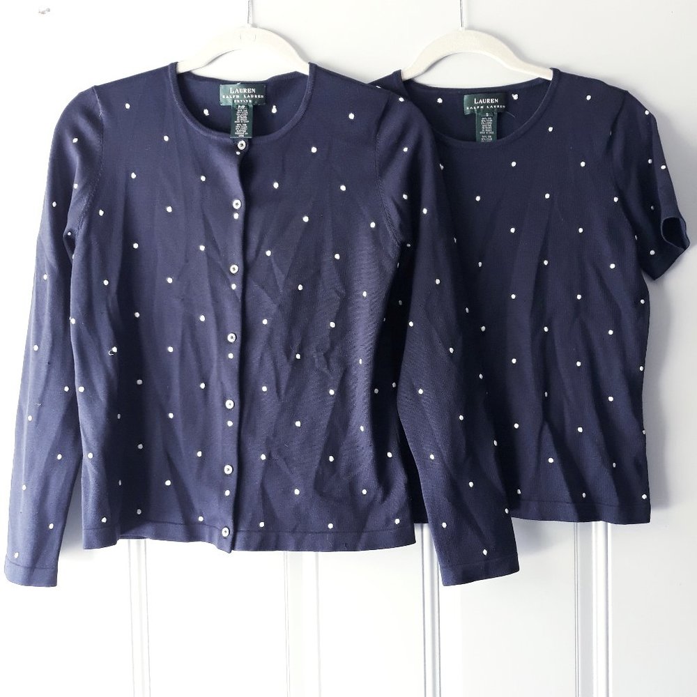 Ralph Lauren Silk Blend 2-pc Knit Top Cardigan SP